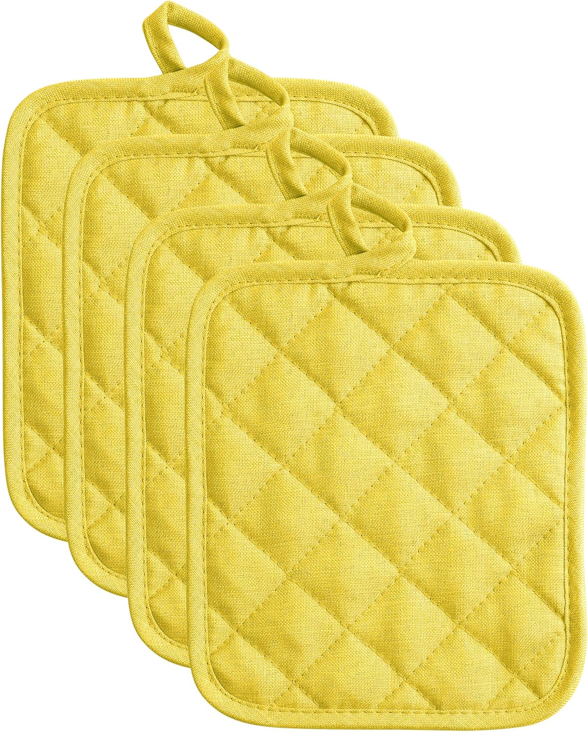 American Linen Pot Holders, Hot Pads, Table Pads for Kitchen and Dining Table, Non Slip Heat Resistant Hot Pot Holder (Sunshine, 4 Pack)