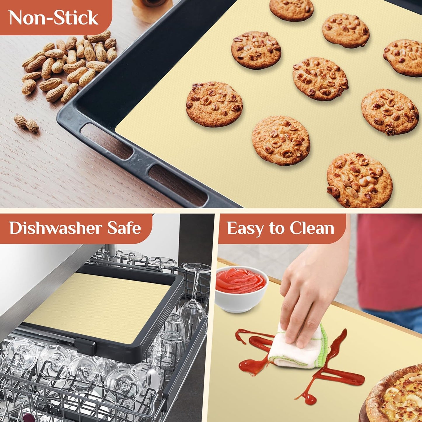Silicone Baking Mat, 20 IN x 6 FT Free Cutting Baking Sheet,Non-Stick Reusable Dough & Pastry Mat,Non-Slip Silicone Mat Roll for Air Fryer Liner,Freeze Dryer,Oven Baking Pan,Kitchen Counter