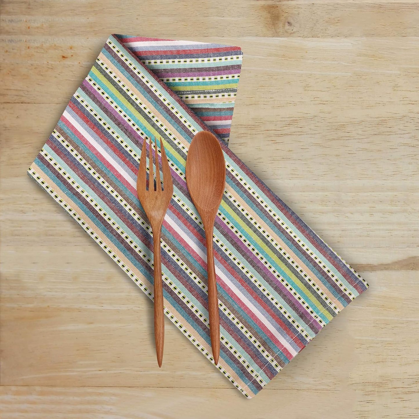 Urban Villa Kitchen Towels Blue Multi Dobby Stripes Premium Quality 100% Cotton Dish Towels Mitered Corners Ultra Soft (Size: 20x30 Inches) Highly Absorbent Bar & Tea Towels (Set of 6)