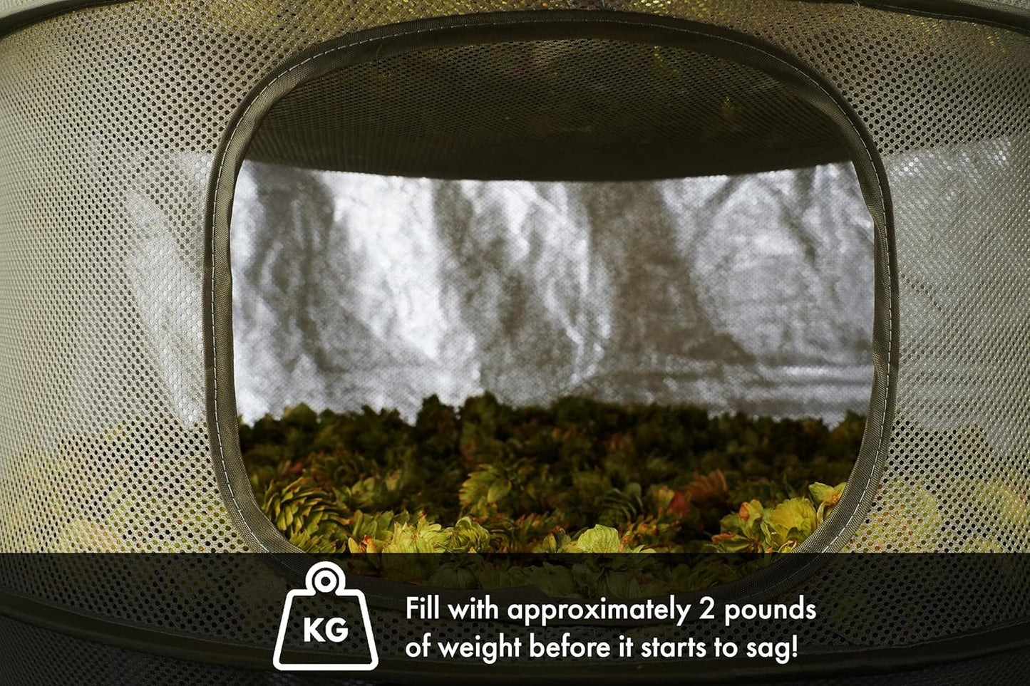 Grow1 3ft Drying Rack with Zipper Openings Collapsible Mesh Herb and Flower Hanging Dryer with Carrying Case for Secure Enclosed Drying