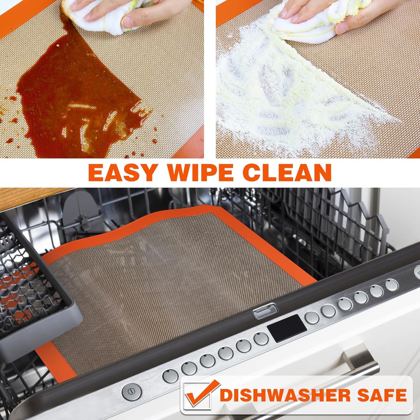 Silicone Baking Mats - Best German Silicone - Non Slip Silicone Baking Sheet, Non Stick Reusable Silicone Mats for Baking, Oven Liner, Counter Mat - 9x13 inch, Set of 2