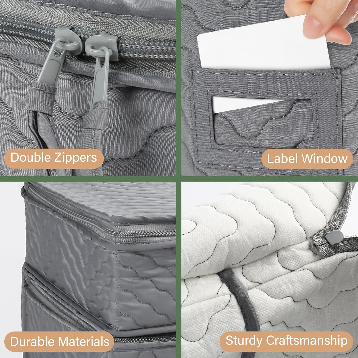 LotFancy China Storage Containers - Quilted 6-Piece Set Storage Box- Stores Chinaware, Stemware, Dinnerware, Dish Storage Service for 12, 48 Pcs Felt Protectors, Cardboard Dividers Included