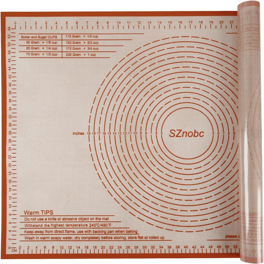 Silicone Baking Mat 36x24 Inch Nonstick Pastry Mat Perfect for Dough Mat, Pastry Board, Kitchen Counter Mat - For Dough, Pastry, Pie Crust, Fondant, Cookies, Bread, Pasta/Pizza, Red