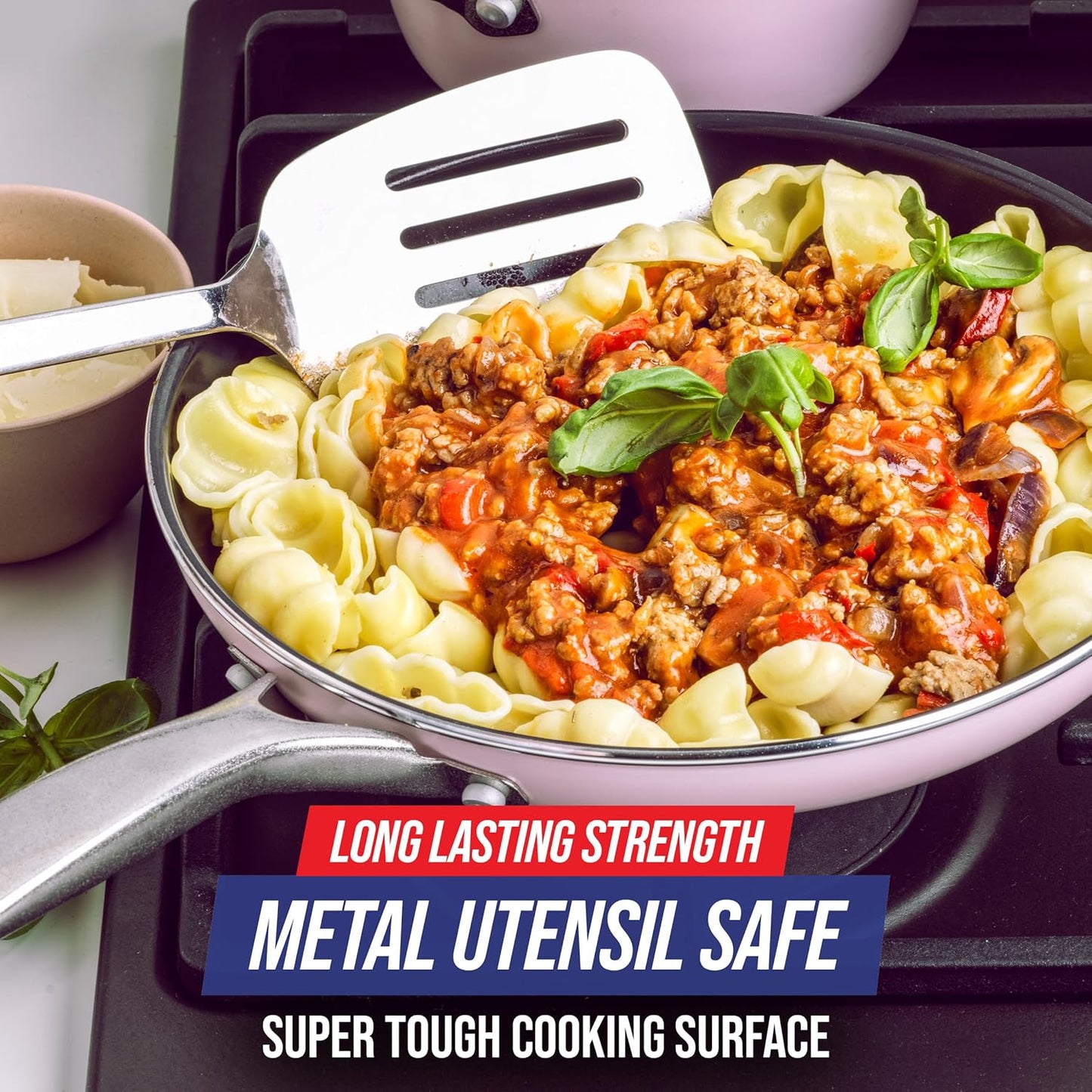 Blue Diamond Cookware Diamond Infused Ceramic Nonstick 10" Frying Pan Skillet, PFAS-Free, Dishwasher Safe, Oven Safe, Pink