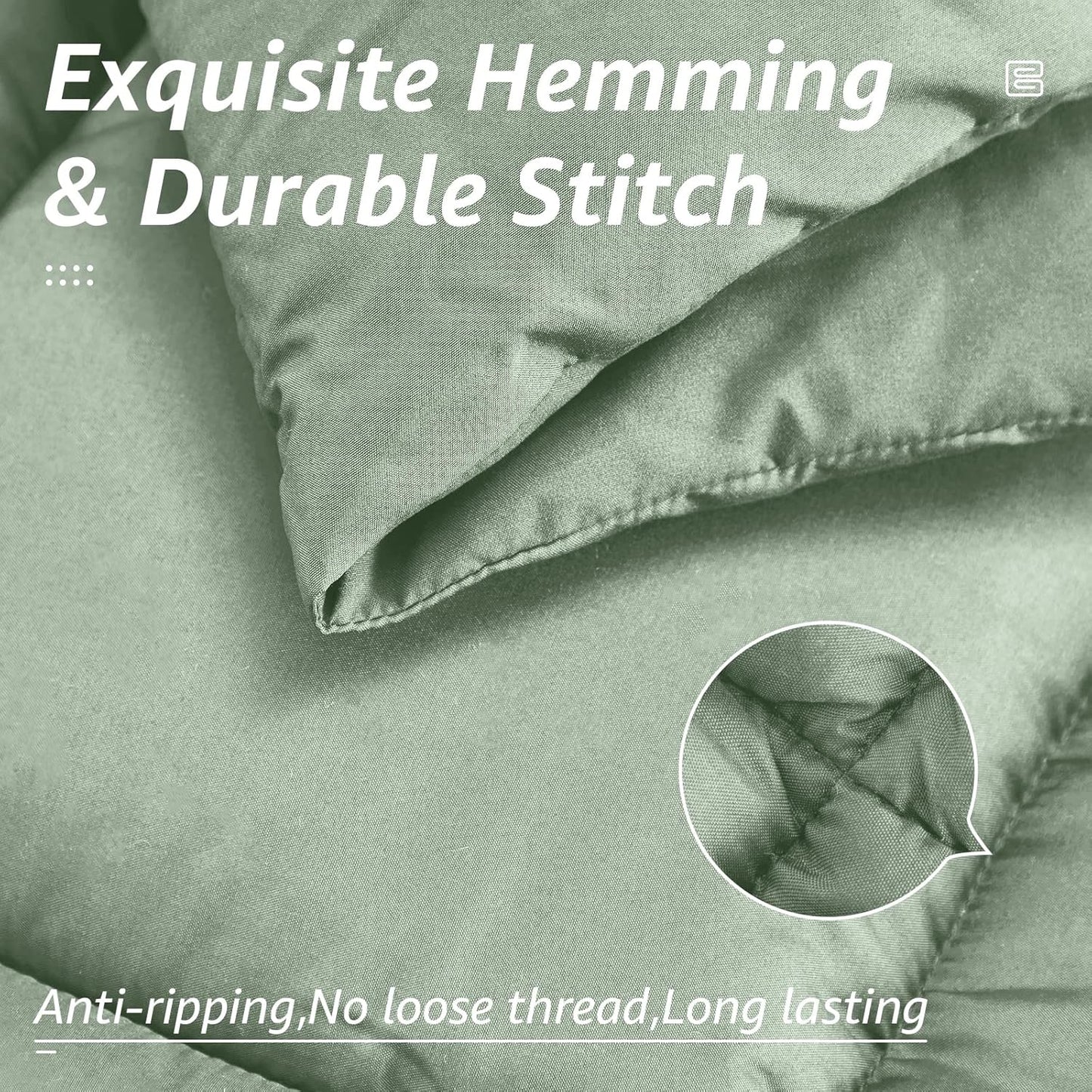 HYLEORY All Season Full Size Bed Comforter - Cooling Down Alternative Quilted Duvet Insert with Corner Tabs - Winter Warm - Machine Washable - Sage Green