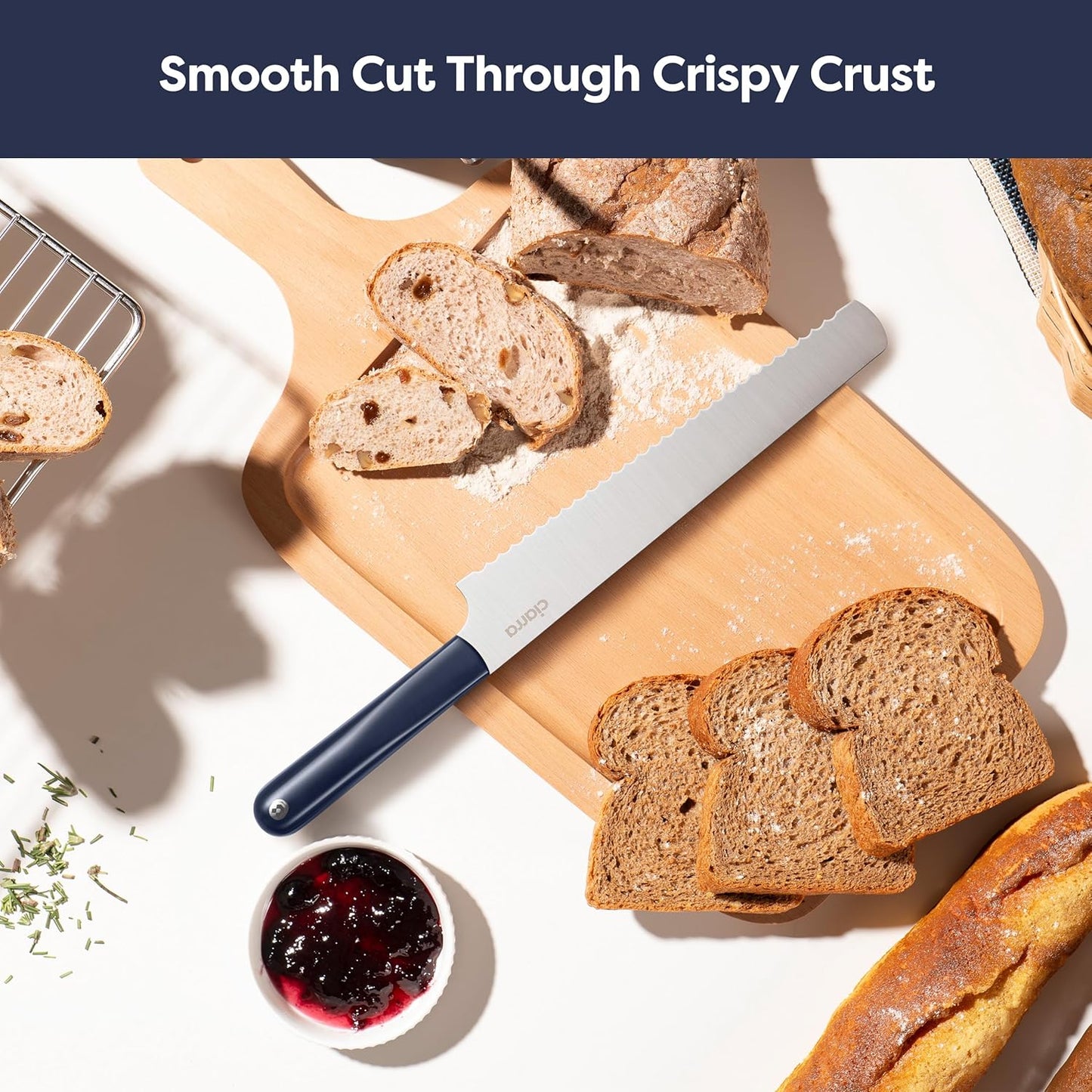 CIARRA Professional Kitchen Knife Set 5 PCS - Chef Knife Set, Bread Knife, Utility Knife, High Carbon Stainless Steel Cooking Knives with Gift Box (Blue)