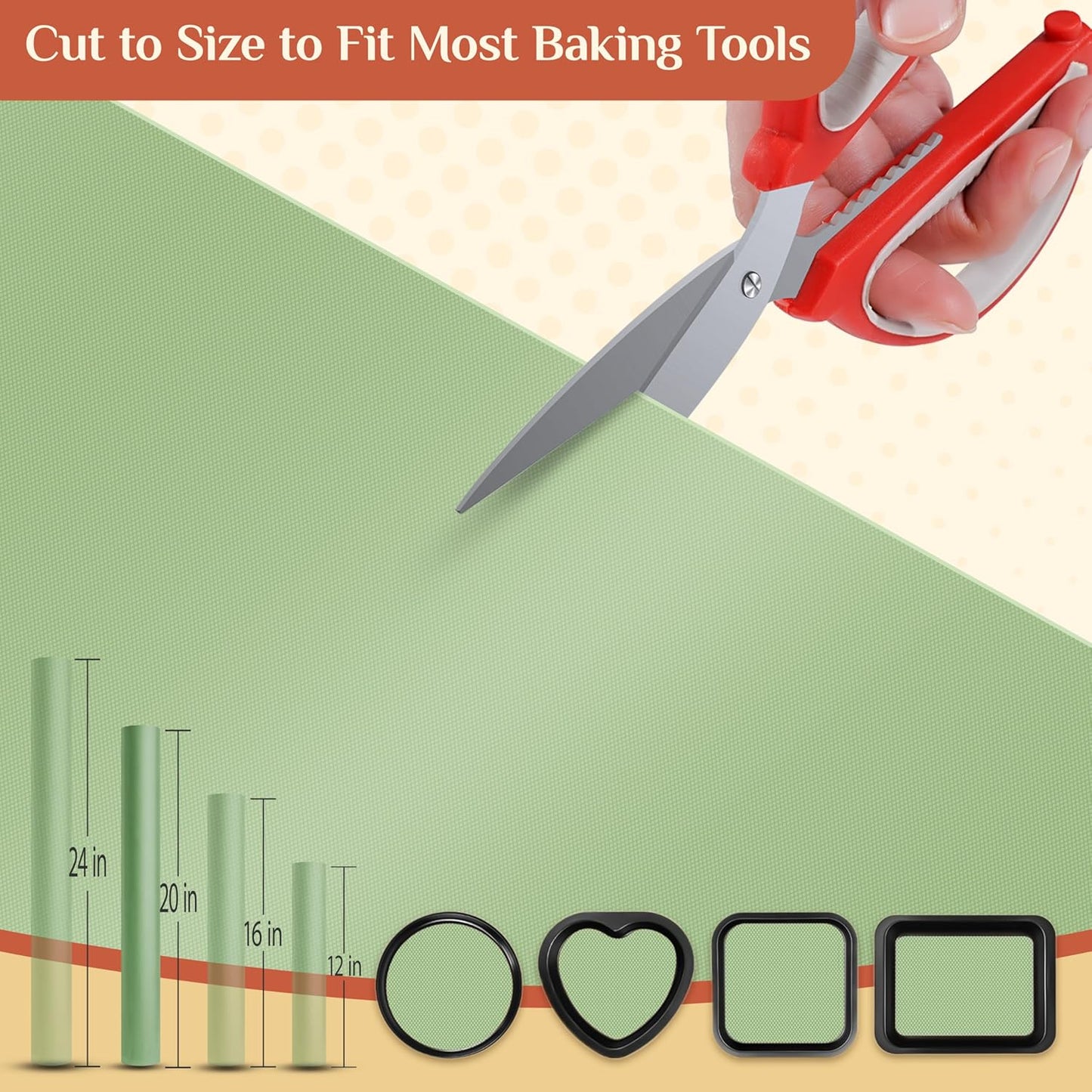 Silicone Baking Mat, 20 IN x 6 FT Free Cutting Baking Sheet,Non-Stick Reusable Dough & Pastry Mat,Non-Slip Silicone Mat Roll for Air Fryer Liner,Freeze Dryer,Oven Baking Pan,Kitchen Counter