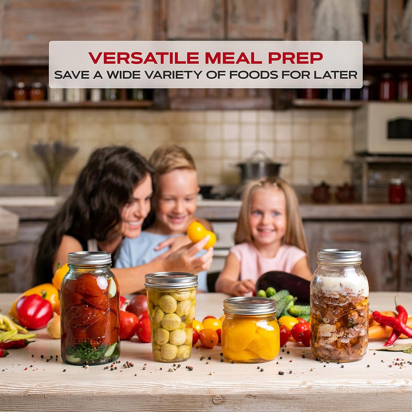 FORJARS - Wide Mouth Canning Lids, 24-Pack – Create Airtight Seals on Mason Jars to Preserve Food for Meal Prep & Emergency Food Storage – 3.4 In. Metal Lids with Silicone Seals – Canning Supplies