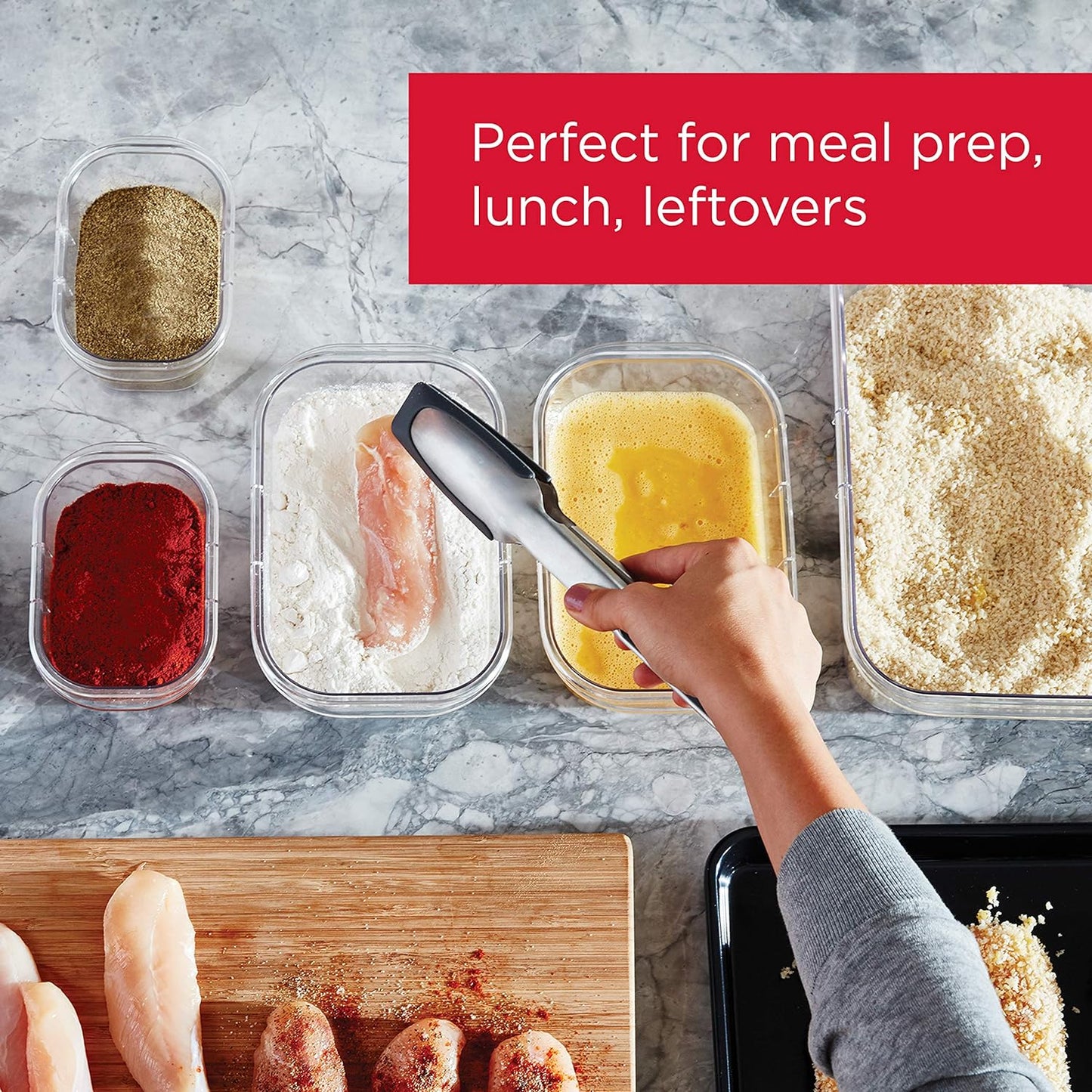 Rubbermaid Brilliance BPA-Free Food Storage Containers Multi Pack, 1.3 Cup Plastic Containers with Lids, 5 Pack, Leak Proof, Microwave & Dishwasher Safe