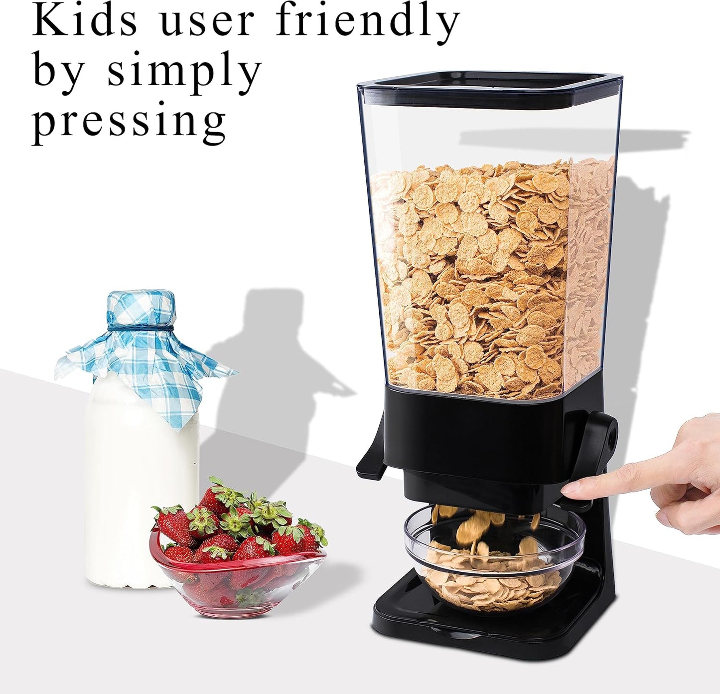 Cereal Dispenser Countertop, 5L Kitchen Organization Cereal Containers Storage, Desktop Candy Dispenser Plastic Cereal Dispenser, Snack Containers Can Hold Granola, Dry Food, Grain (Black, 1Pc)
