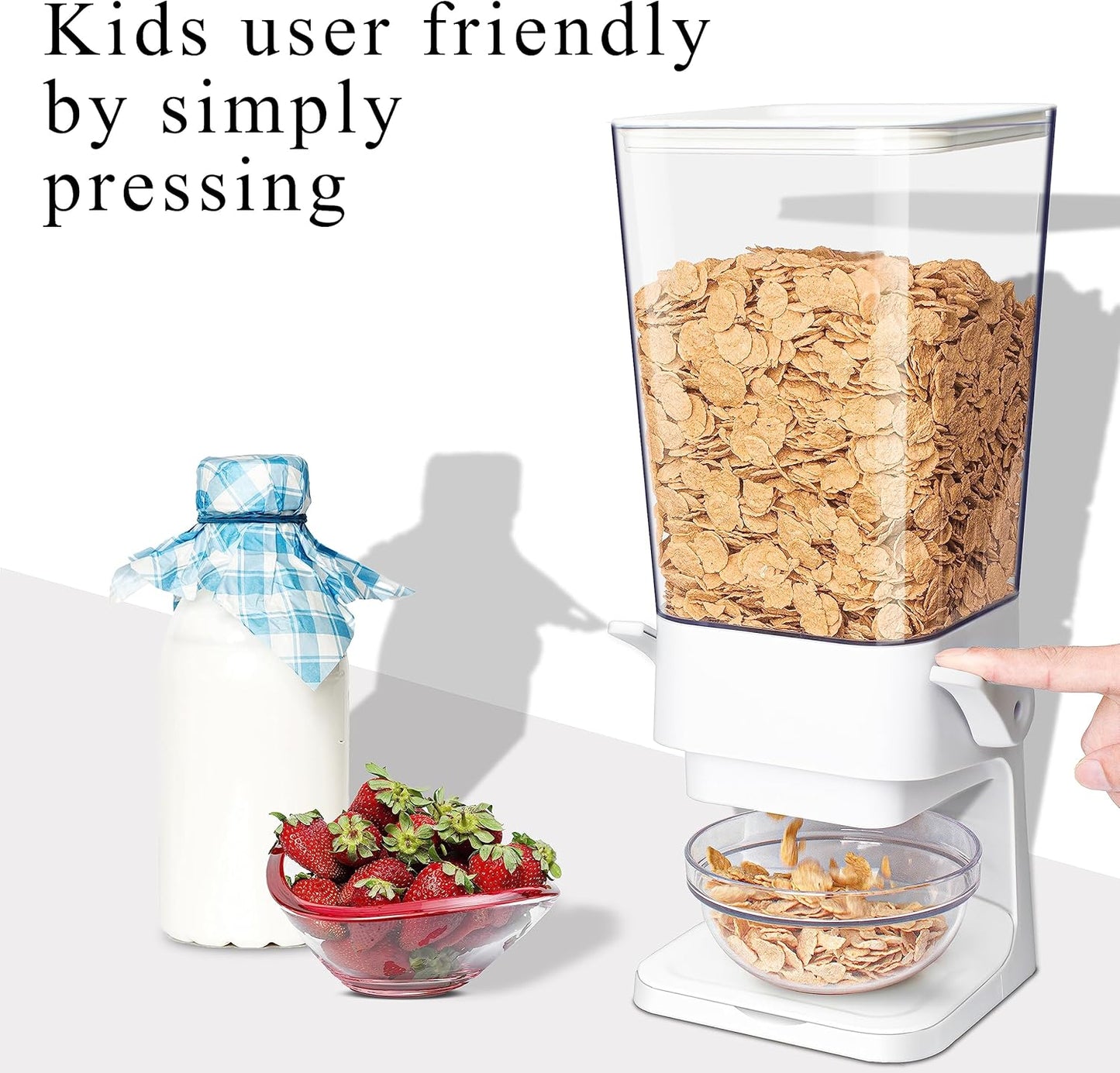 Cereal Dispenser Countertop, 5L Cereal Containers Storage Dispenser for Pantry, Large Dry Food Cereal Dispenser, Not Easy to Crush Cereal, Can Hold Oatmeal, Candy, Snack, Grain, Pet Food (White, 3Pc)