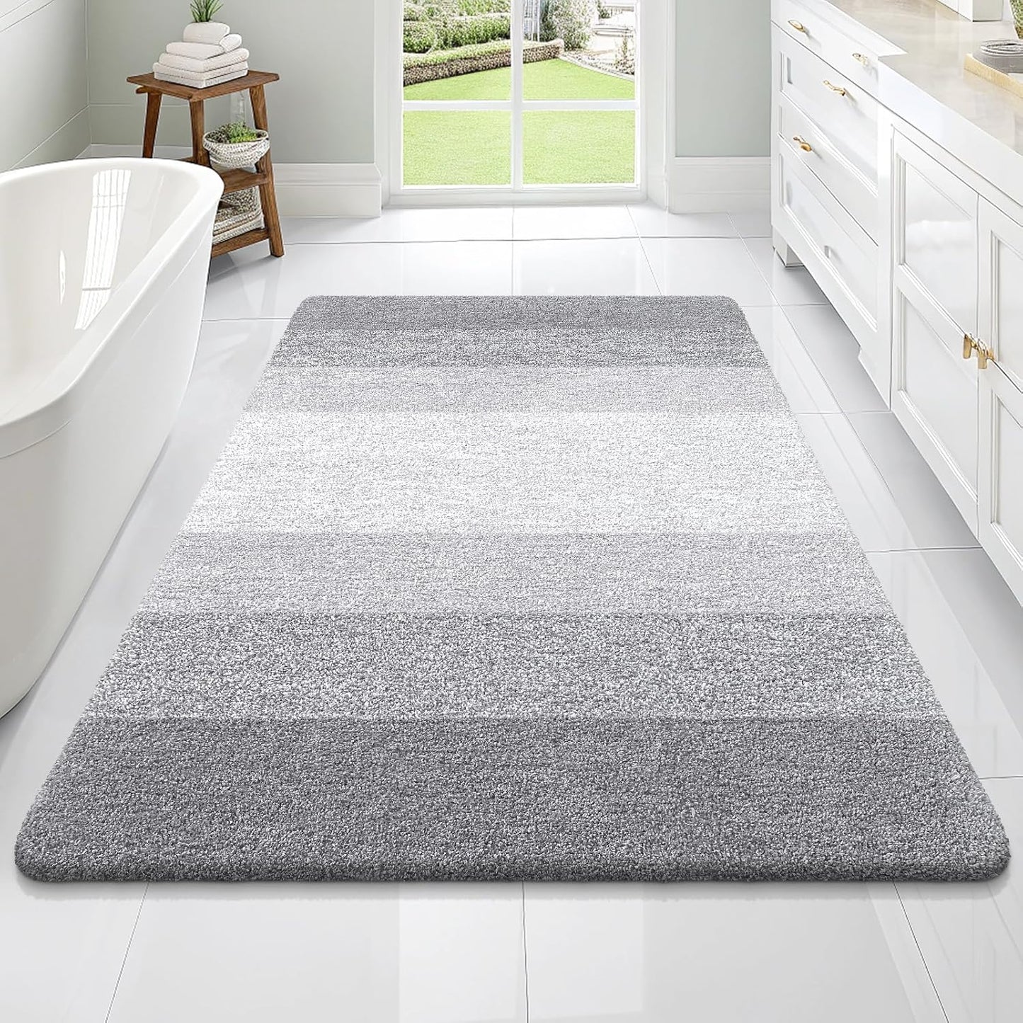 OLANLY Bathroom Rugs Mat 70x46, Extra Soft Absorbent Microfiber Bath Rugs, Rubber Backing, Quick Dry, Machine Washable Bath Mats for Bathroom Floor, Tub and Shower, Home Decor Accessories, Light Grey