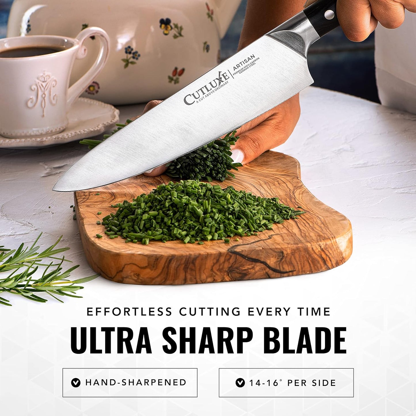 Cutluxe Chef Knife Set, 3 PCS Professional Chef's Knife Set – Razor Sharp German Steel, Full Tang, Ergonomic Handles - Artisan Series