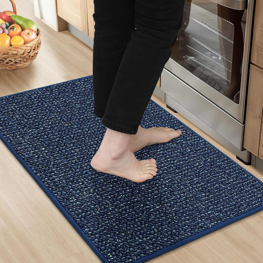 BEQHAUSE Kitchen Rugs 20"x32", Non-Slip Kitchen Mats for Floor, Super Absorbent and Stain Resistant Kitchen Rugs, Machine Washable Rugs for Kitchen, Hallway, Laundry & Sink, Blue
