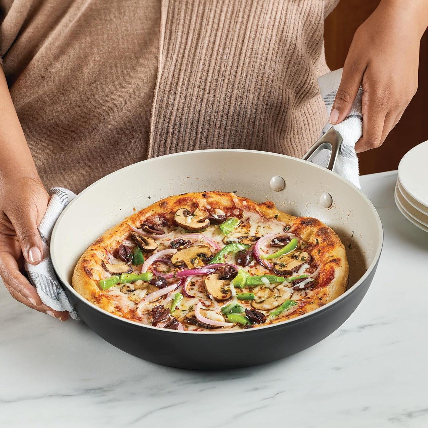 KitchenAid Hard Anodized Ceramic Nonstick Frying Pan/Skillet, 12.25 Inch, Matte Black