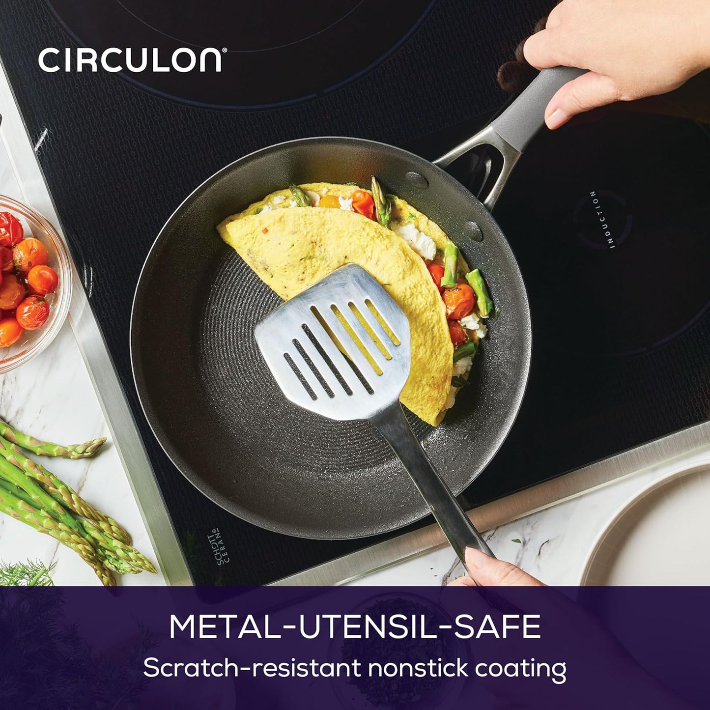 Circulon A1 Series with ScratchDefense Technology Nonstick Induction Frying Pans/Skillet Set, 8.5 Inch and 10 Inch - Graphite, Skillet Set (8.5" & 10")