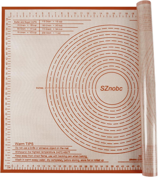 Silicone Pastry Mat 34X26 Inch Nonstick Baking Mat with Measurement, Perfect for Dough Mat, Pastry Board, Kitchen Counter Mat, For Dough, Pie Crust, Fondant, Pasta/Pizza, Red
