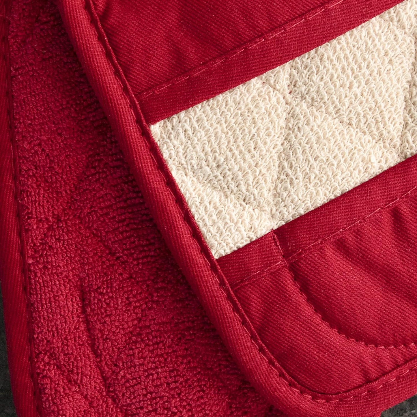 Ritz Premium Pot Holders & Heating Pads (4-Pack), 8.5" x 5.5", Heat Resistant, 100% Cotton Terry-Looped Pocket, for Kitchen and Barbeque, Paprika Red