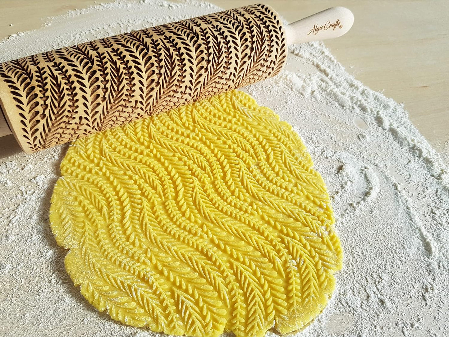 RIVER Embossed Rolling Pin. Dough Roller for Embossed Cookies and Pottery by Algis Crafts
