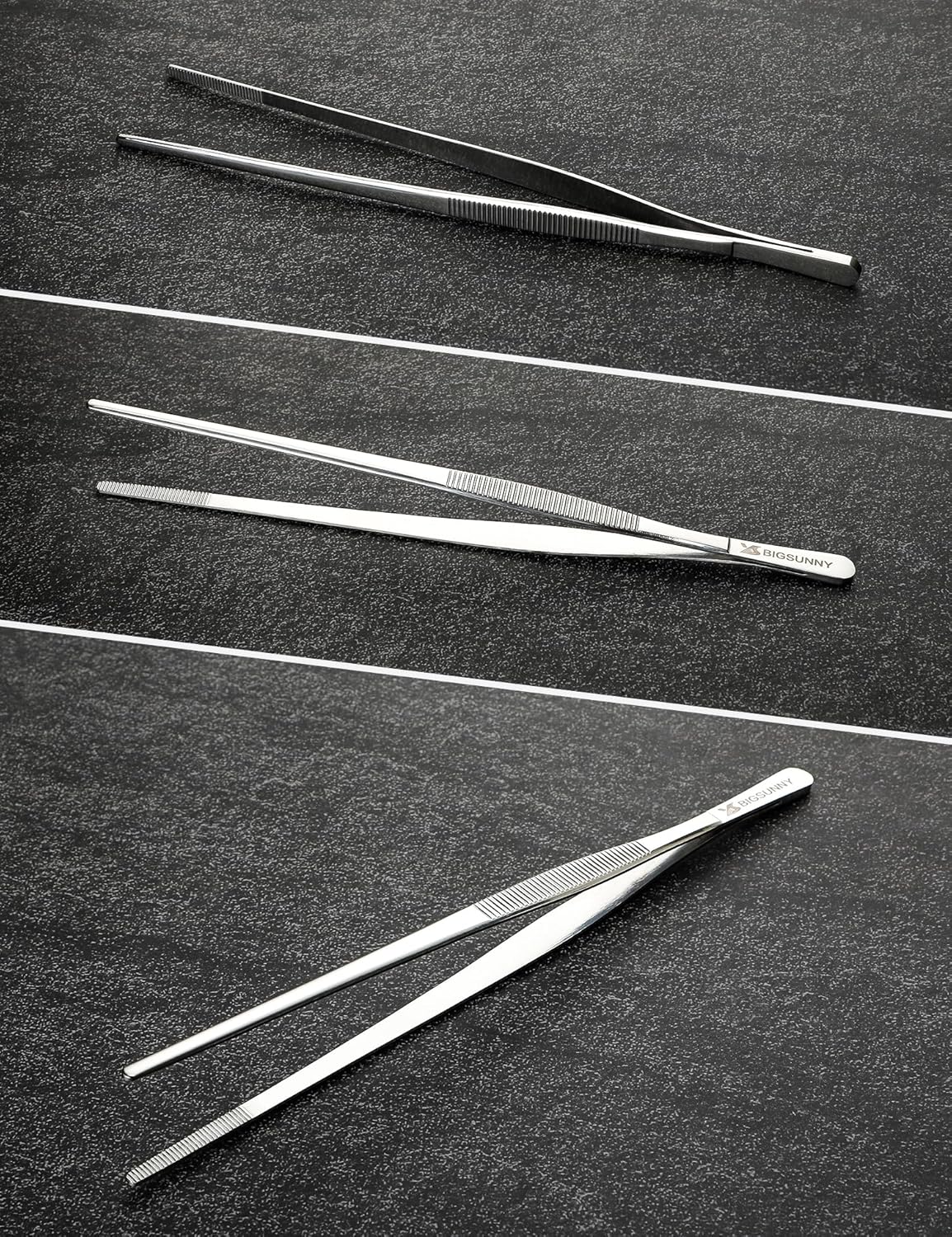 8.5 Inch Kitchen Tweezers Fine Tweezer Tongs, MSY BIGSUNNY Stainless Steel Food Tweezers Multi-function Precision Serrated Tips Cooking Tongs Kitchen Serving Tong