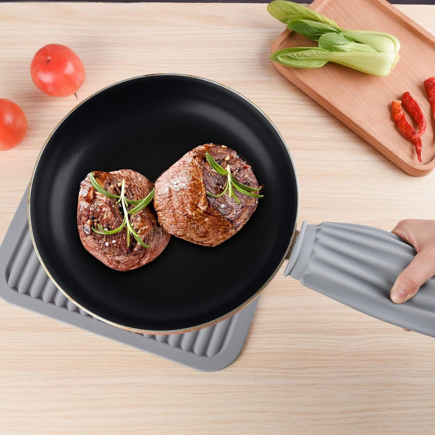 Silicone Trivets for Hot Pots&Pans-Trivet Mat-Hot Pads for Kitchen-Versatile Trivets for Hot Dishes-Heat Resistant Mats for Counter&Table, Pot Holders Drying Mat (9x12) Pack 2 Dark Grey