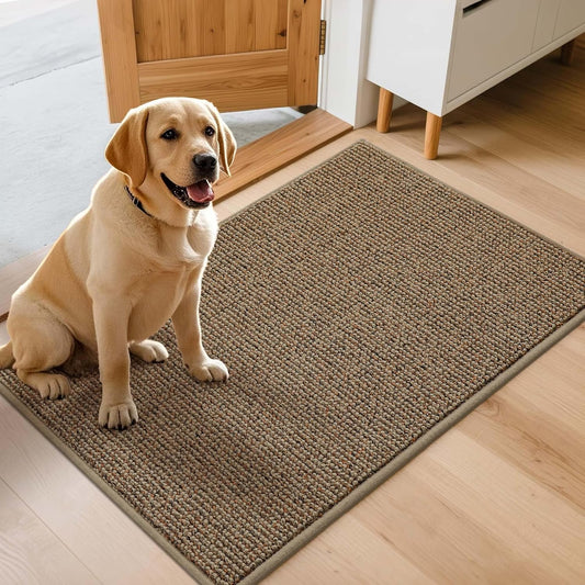 JSEI Dirt Trapper Door Mat 32"x48" Non-Slip Washable Entrance Mat, Dog Doormats, Absorbent & Fade-Resistant Floor Mats, Low Profile Welcome Mats for Entryway, Front Door, and Inside Entrance, Beige