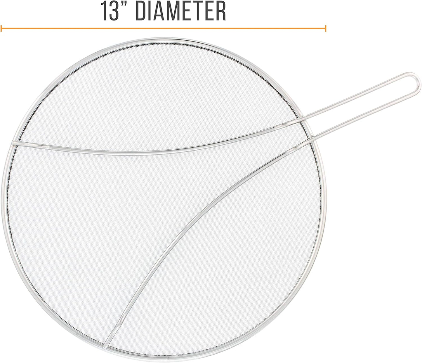 U.S. Kitchen Supply Stainless Steel Splatter Guard 13" Fine Mesh Cover, Grease & Oil, Splatter Screen for Frying Pan, Cooking Pots, with Resting Feet