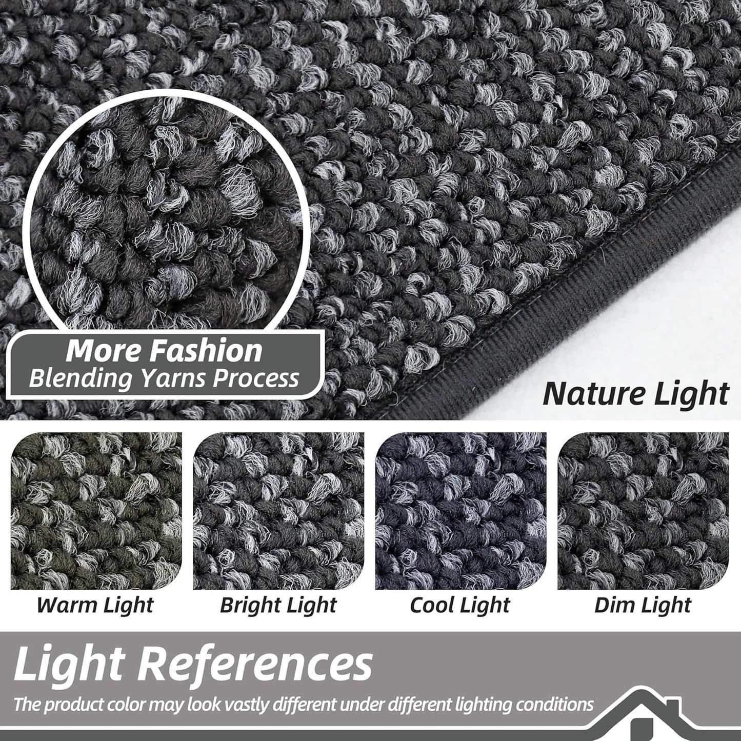 BEQHAUSE Kitchen Rugs and Mats 2PCS, Non-Slip Kitchen Mats for Floor, Absorbent and Stain Resistant Kitchen Runner, Machine Washable Rugs for Kitchen, Laundry & Sink, 24"x36"+24"x60", Charcoal