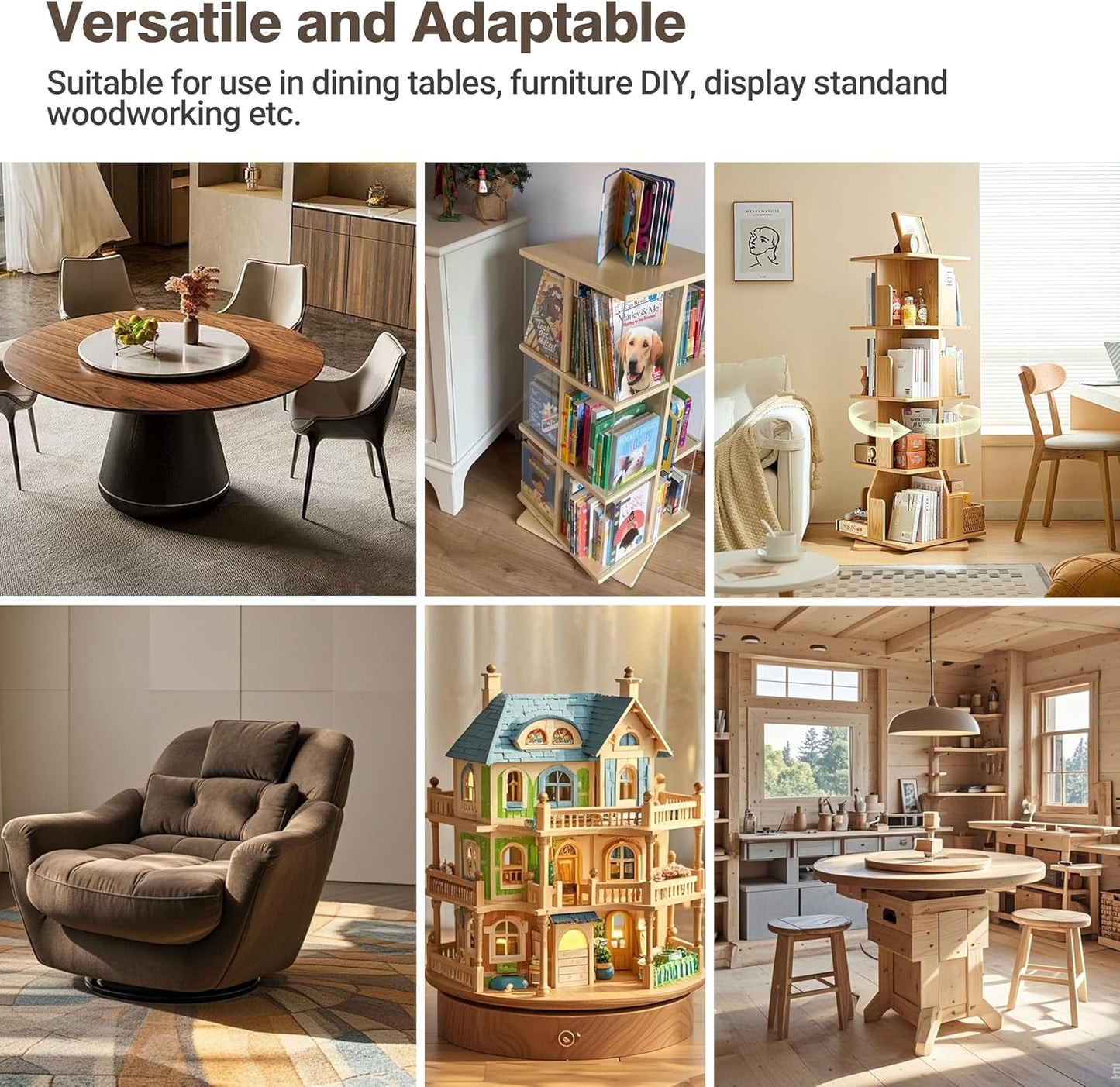 20 Inch Lazy Susan Bearing Aluminum Alloy Rotating Turntable, Non - Slip Mute Metal Bearing Swivel Plate Hardware for Dining and Workbench,660 Pounds Capacity