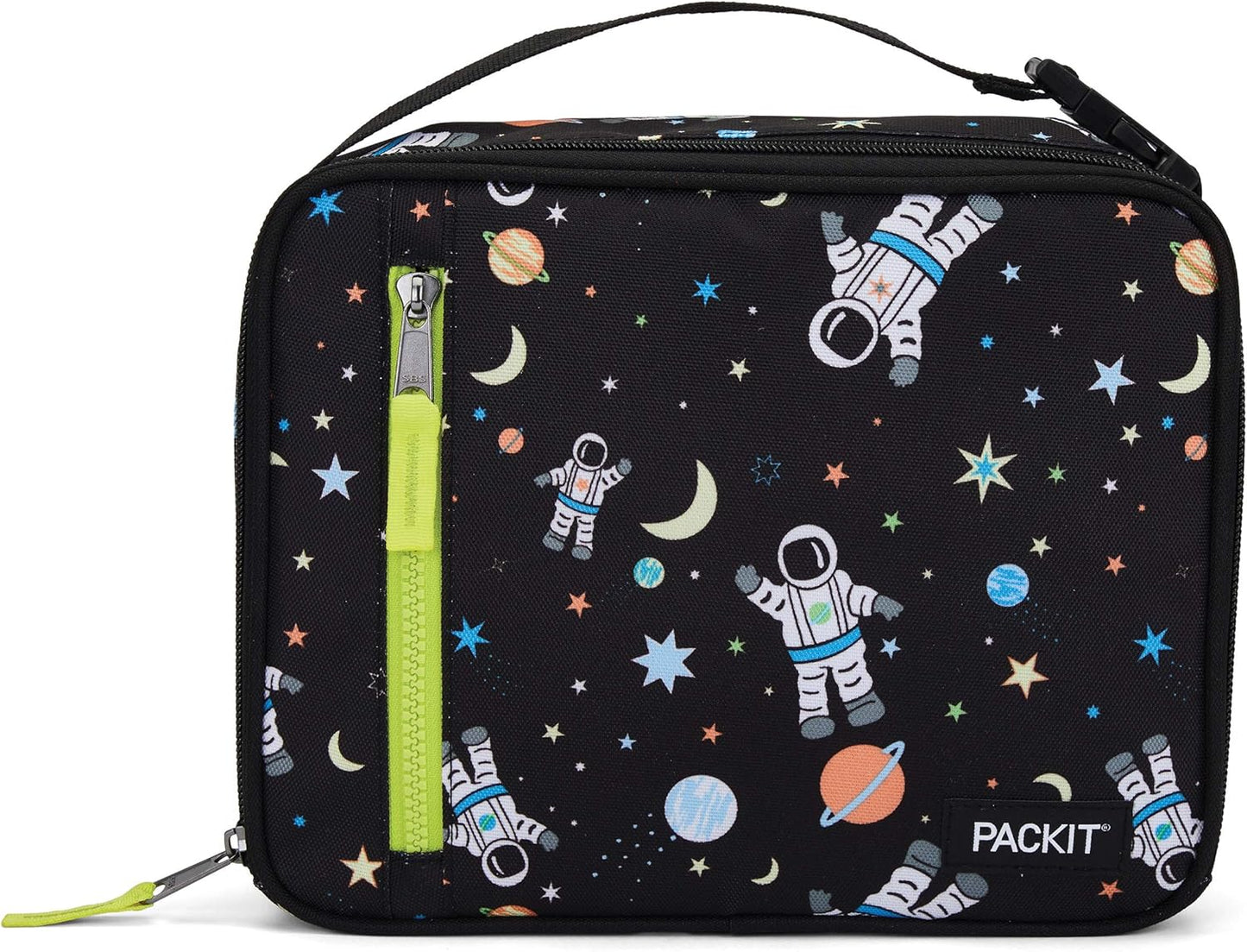 PackIt Freezable Classic Lunch Box, Spaceman, Built with EcoFreeze Technology, Collapsible, Reusable, Zip Closure With Zip Front Pocket and Buckle Handle, Perfect for School Lunches