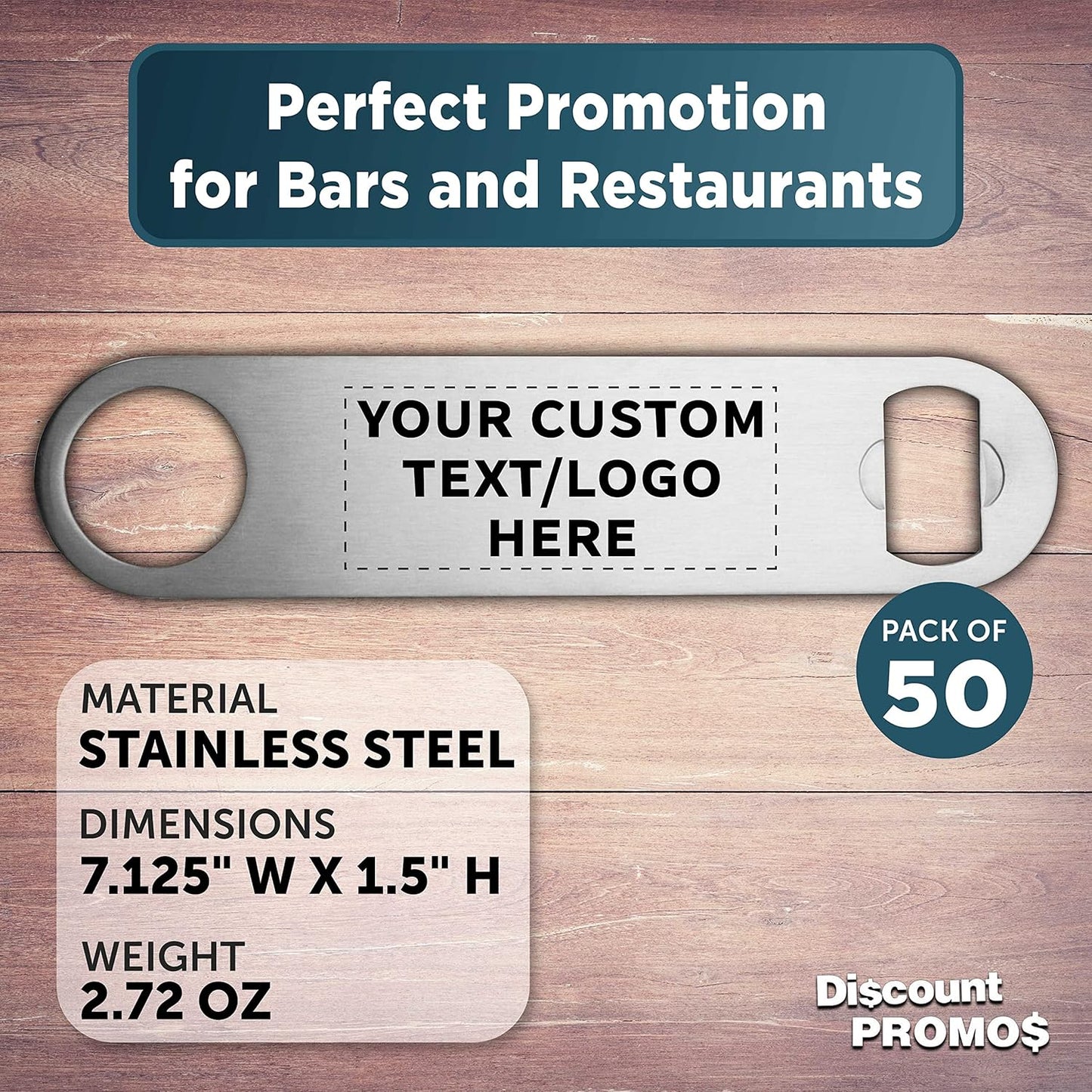 Custom Stainless Steel Beer Bottle Openers Set of 50, Personalized Bulk Pack - Bartender Kit, Bar Accessories, Perfect for Parties, Indoor & Outdoor Events - Silver