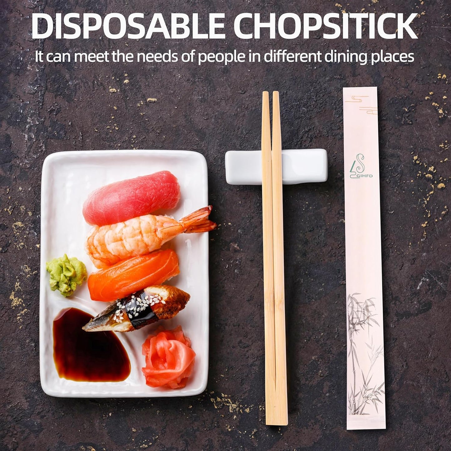 Disposable Bamboo chopsticks (100PAIRS) Sturdy Smooth,Individually Wrapped Wooden Chopsticks Best for Korean Japanese Sushi & Asian Dishes,chopsticks surface smooth without debris.