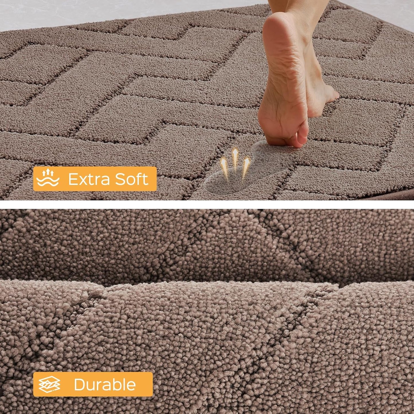 Machine Washable Kitchen Rugs 24" x 70", Non-Slip Kitchen Runner Rugs Mats for Floor, Absorbent Comfort Standing Mats for Kitchen, Sink, Laundry and Hallway, Rolled Packaging, Grayish Brown