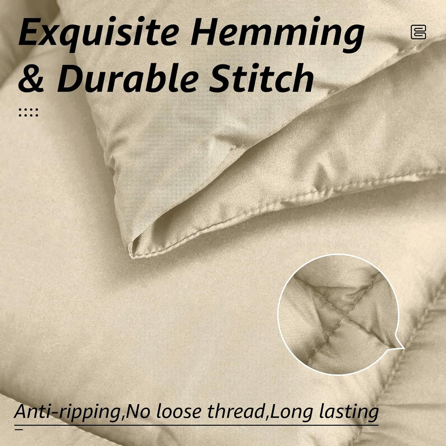 HYLEORY All Season Queen Size Bed Comforter - Cooling Down Alternative Quilted Duvet Insert with Corner Tabs - Winter Warm - Machine Washable - Beige