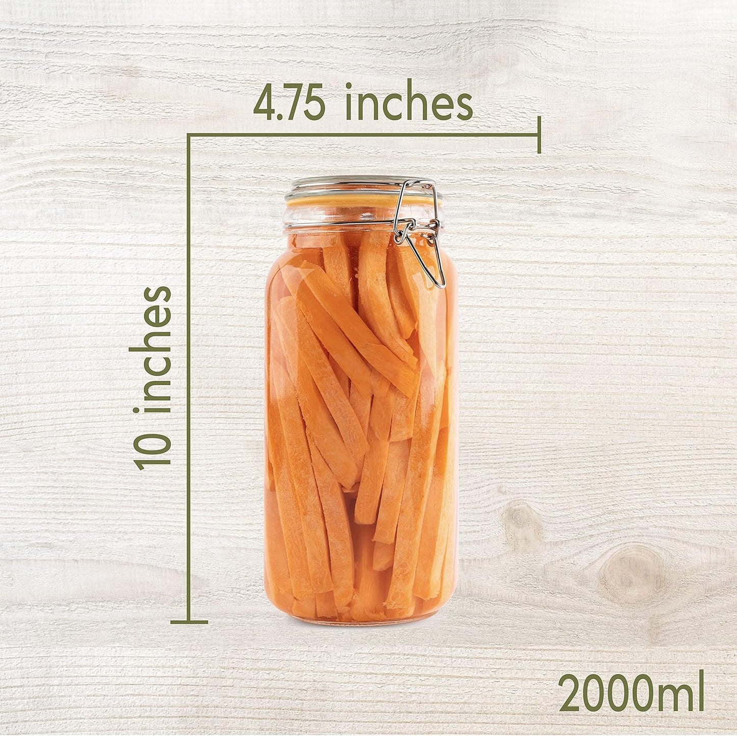 Galashield Classic Glass Jars with Airtight Lids - 67 oz Food Storage Jars - Leak Proof, Shock Resistant, Dishwasher Safe