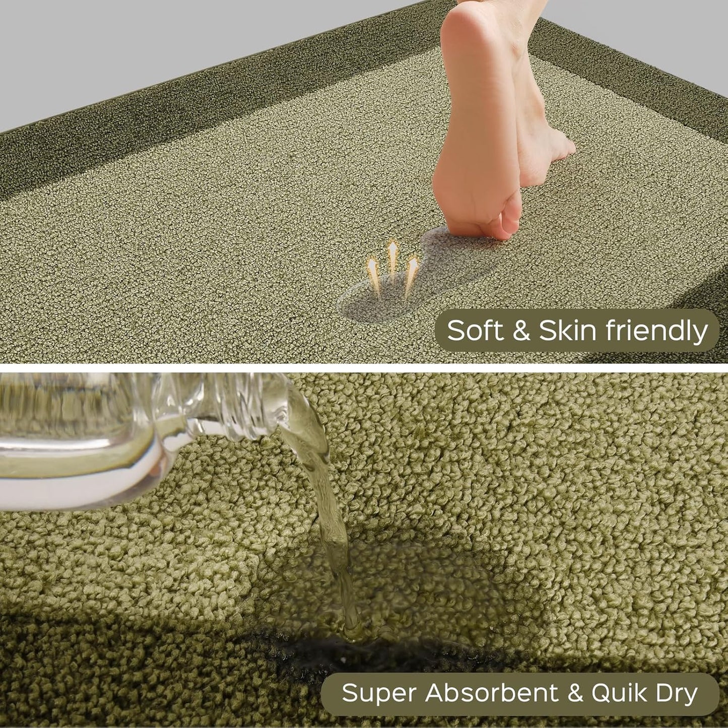 Machine Washable (24" x 36"+ 24" x 60"') Runner Rugs Set of 2, Non Slip Kitchen Mats for Floor, Absorbent Entryway Rug for Kitchen, Bedroom, Hallway, Bathroom, Door (Roll Packing)