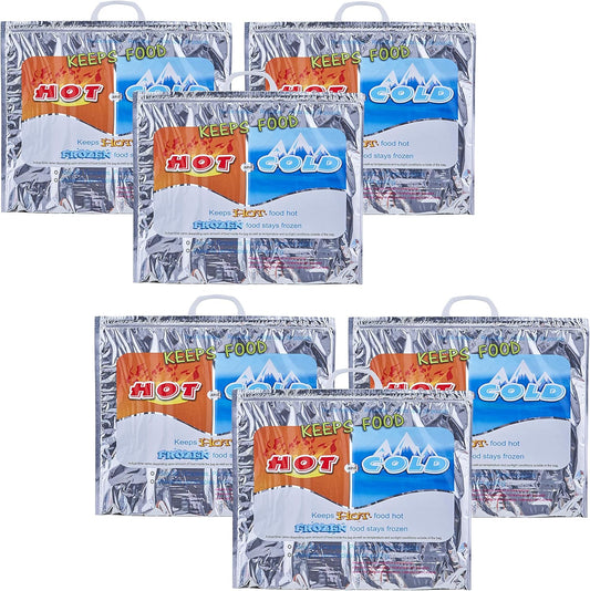 Superio Hot and Cold Insulated Bags for Food Delivery, Grocery Shopping Bags, Food Storage for Hot and Frozen Food for Travel, Disposable Cooler Bag, Reinforced Thermal Lunch Bag (6, 16"x5.5"x19")