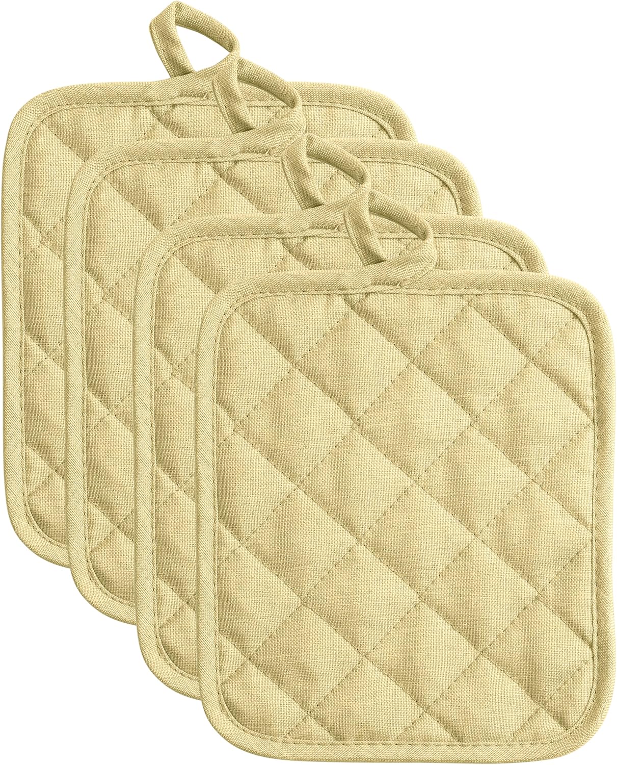 American Linen Pot Holders, Hot Pads, Table Pads for Kitchen and Dining Table, Non Slip Heat Resistant Hot Pot Holder (Sand, 4 Pack)