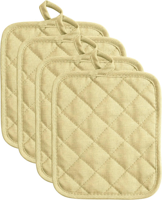 American Linen Pot Holders, Hot Pads, Table Pads for Kitchen and Dining Table, Non Slip Heat Resistant Hot Pot Holder (Sand, 4 Pack)