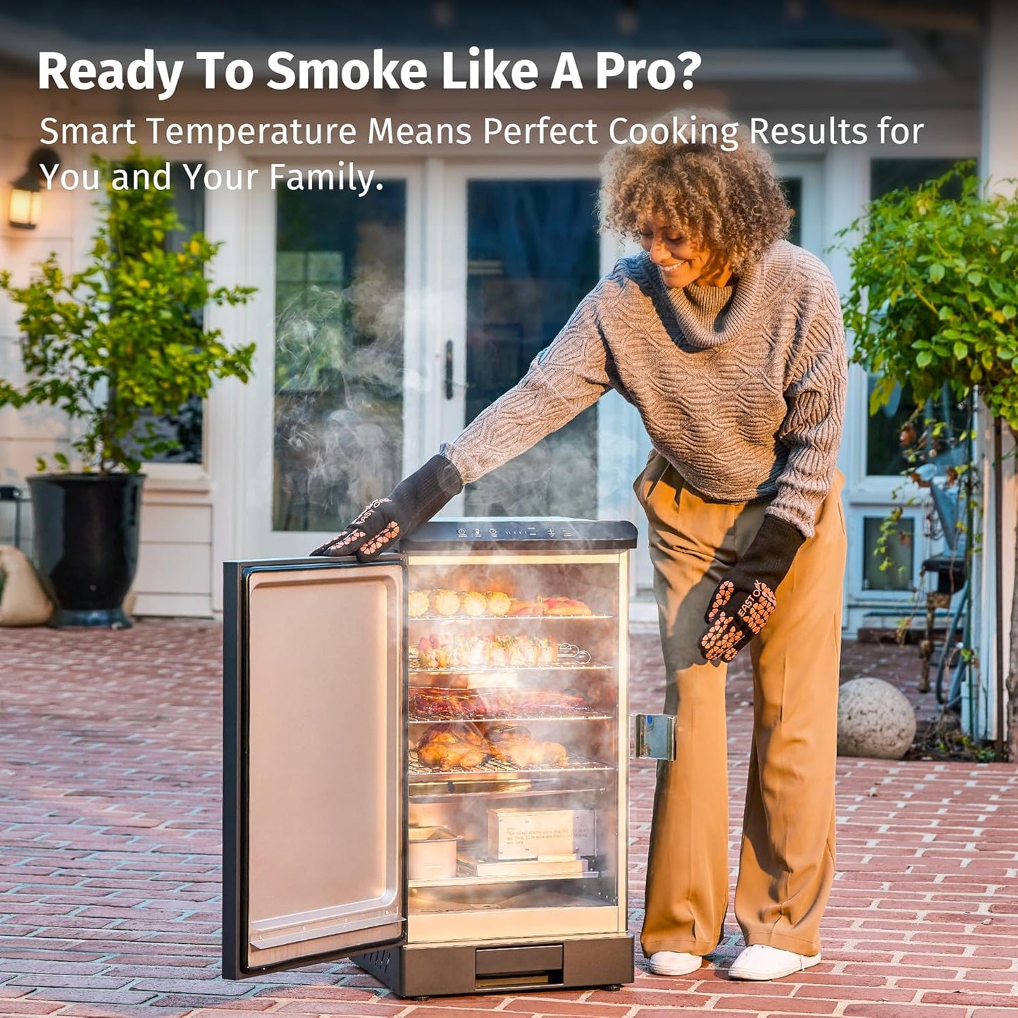 EAST OAK Ridgewood 30" Electric Smoker, Smoker with Side Wood Chip Loader, 725 Sq Inches of Cooking, Digital Control, 4 Removable Racks, Outdoor Kitchen, Night Blue