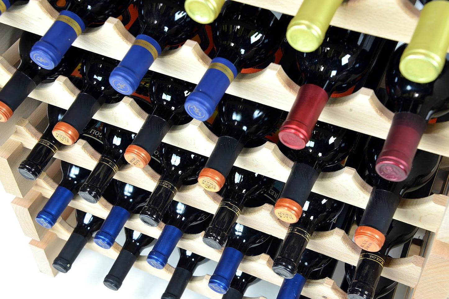 sfDisplay.com,LLC. Modular Wine Rack Beechwood 40-120 Bottle Capacity 10 Bottles Across up to 12 Rows Newest Improved Model (60 Bottles - 6 Rows)