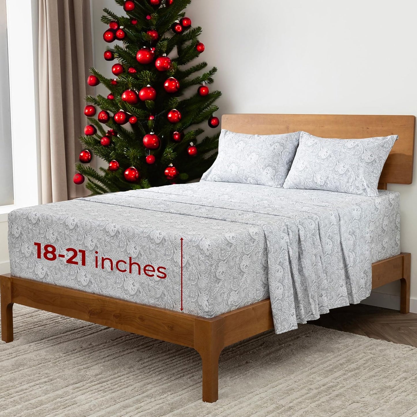 Mellanni Extra Deep Full Sheets - 4 PC Iconic Collection Bedding - Hotel Luxury, Ultra Soft, Cooling Bed Sheets - Wrinkle, Fade, Stain Resistant (Full, Paisley Gray)