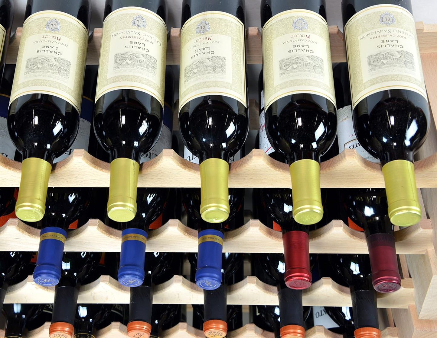 sfDisplay.com,LLC. Modular Wine Rack Beechwood 24-72 Bottle Capacity 6 Bottles Across up to 12 Rows Newest Improved Model (24 Bottles - 4 Rows)