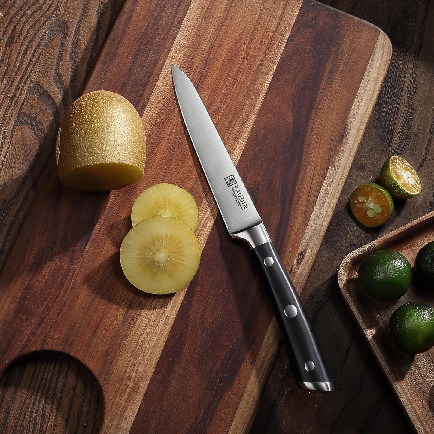 PAUDIN Utility Knife, Switzer Chefs Knife 5 Inch, Ultra Sharp High Carbon Stainless Steel Paring Knife, Multipurpose Kitchen Knife for Fruit and Vegetable Cutting with ABS Handle, Premium Gift Box