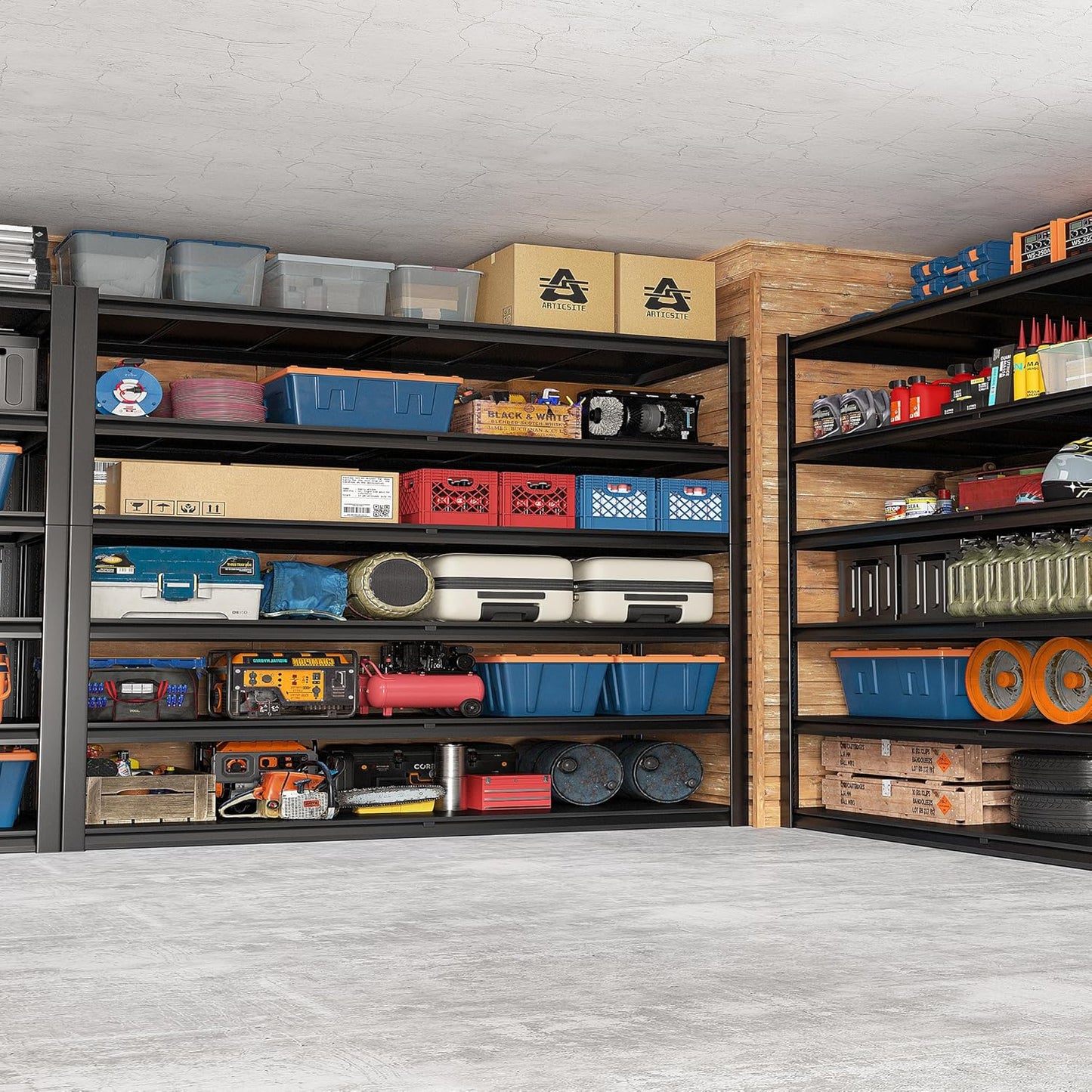 REIBII Storage Shelves, 55.1" W Garage Shelving Heavy Duty, Shelving Unit Load 3500LBS, Adjustable 6-Tier Metal Shelving for Commercial Pantry, Warehouse, Basement, 55.1" W x 25.8" D x 84.1" H