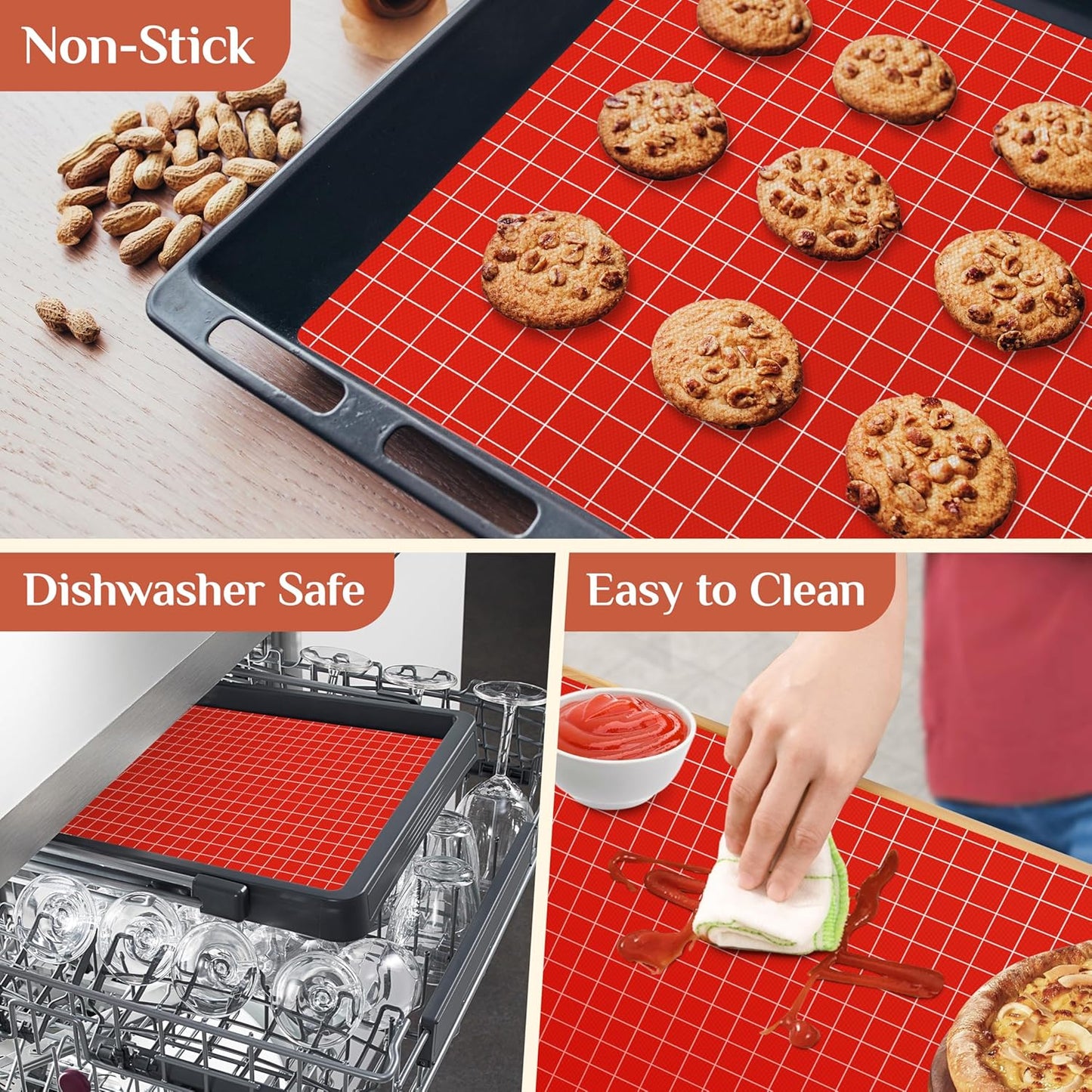 Silicone Baking Mat, 16 IN x 6 FT Free Cutting Baking Sheet,Non-Stick Reusable Dough & Pastry Mat,Non-Slip Silicone Mat Roll for Air Fryer Liner,Freeze Dryer,Oven Baking Pan,Kitchen Counter