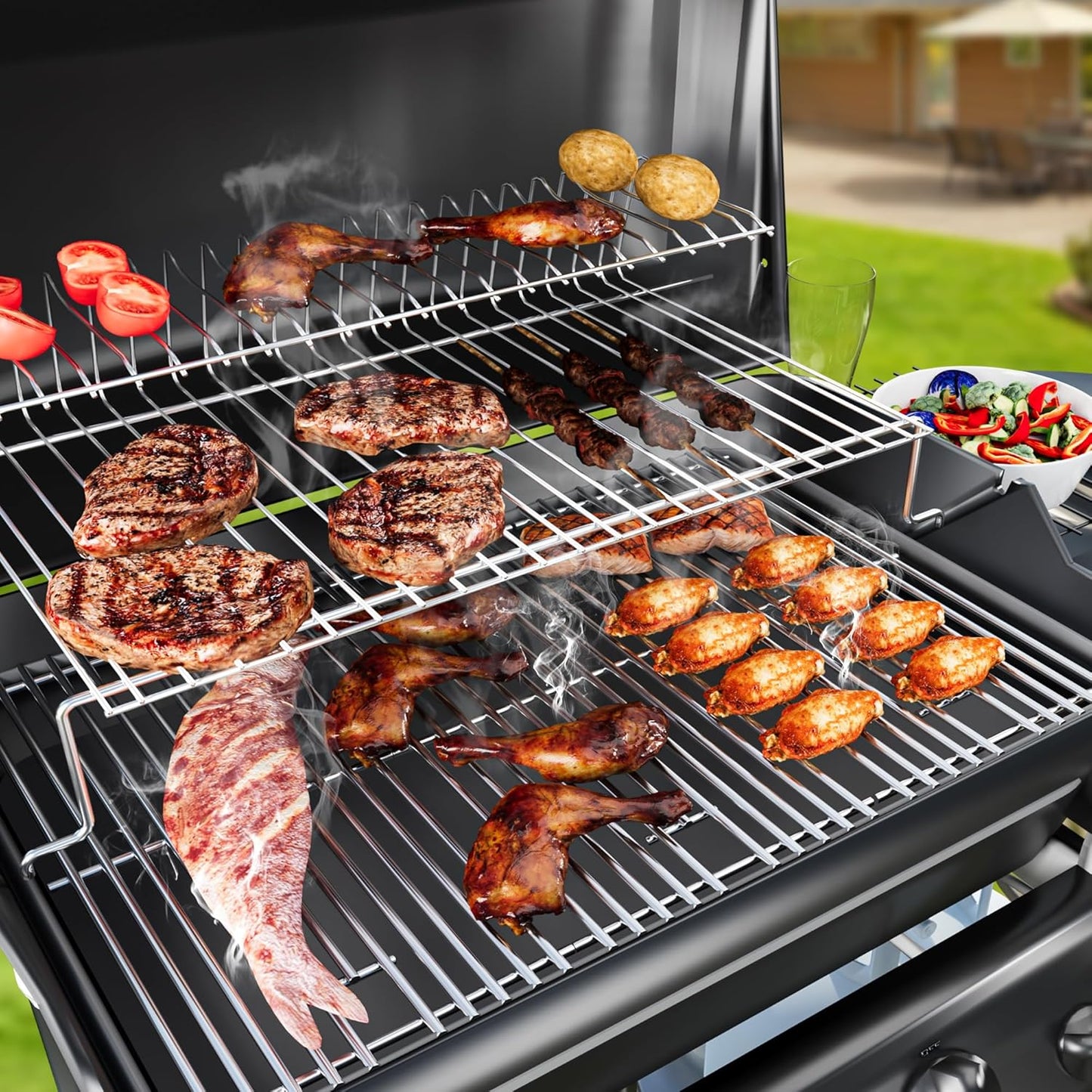 16 15/16" Grill Grates for Charbroil Advantage 4 Burner 463344116 463343015 463344015 463240015 463340516, Stainless Steel Cooking Grids Replacement Parts for Charbroil G460-0500-w1, G530-b700-w1