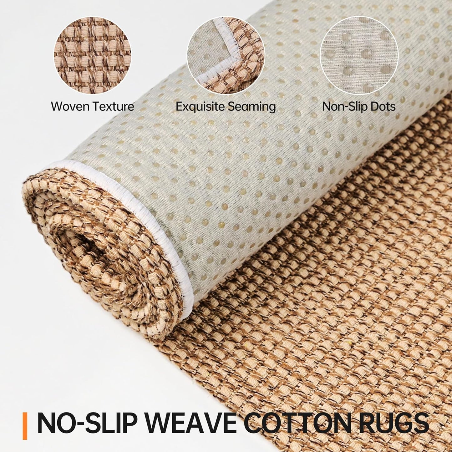 Kitchen Rugs and Mats Non Skid Washable [2PCS] (17.3" x 30"+ 17.3" x 72"), Absorbent Kitchen Floor Mats, Boho Cotton Kitchen Runner Rugs Comfort Standing Mat for Sink Hallway Laundry