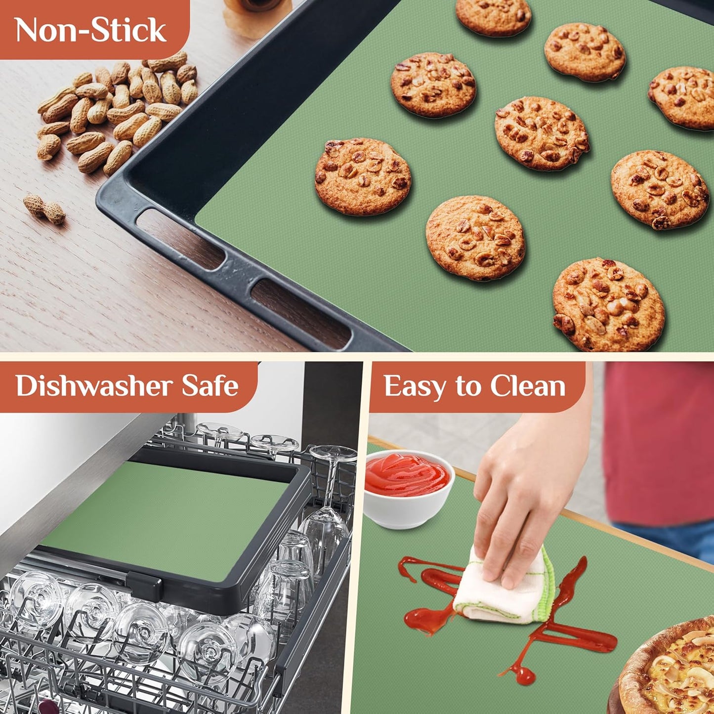 Silicone Baking Mat, 24 IN x 6 FT Free Cutting Baking Sheet,Non-Stick Reusable Dough & Pastry Mat,Non-Slip Silicone Mat Roll for Air Fryer Liner,Freeze Dryer,Oven Baking Pan,Kitchen Counter