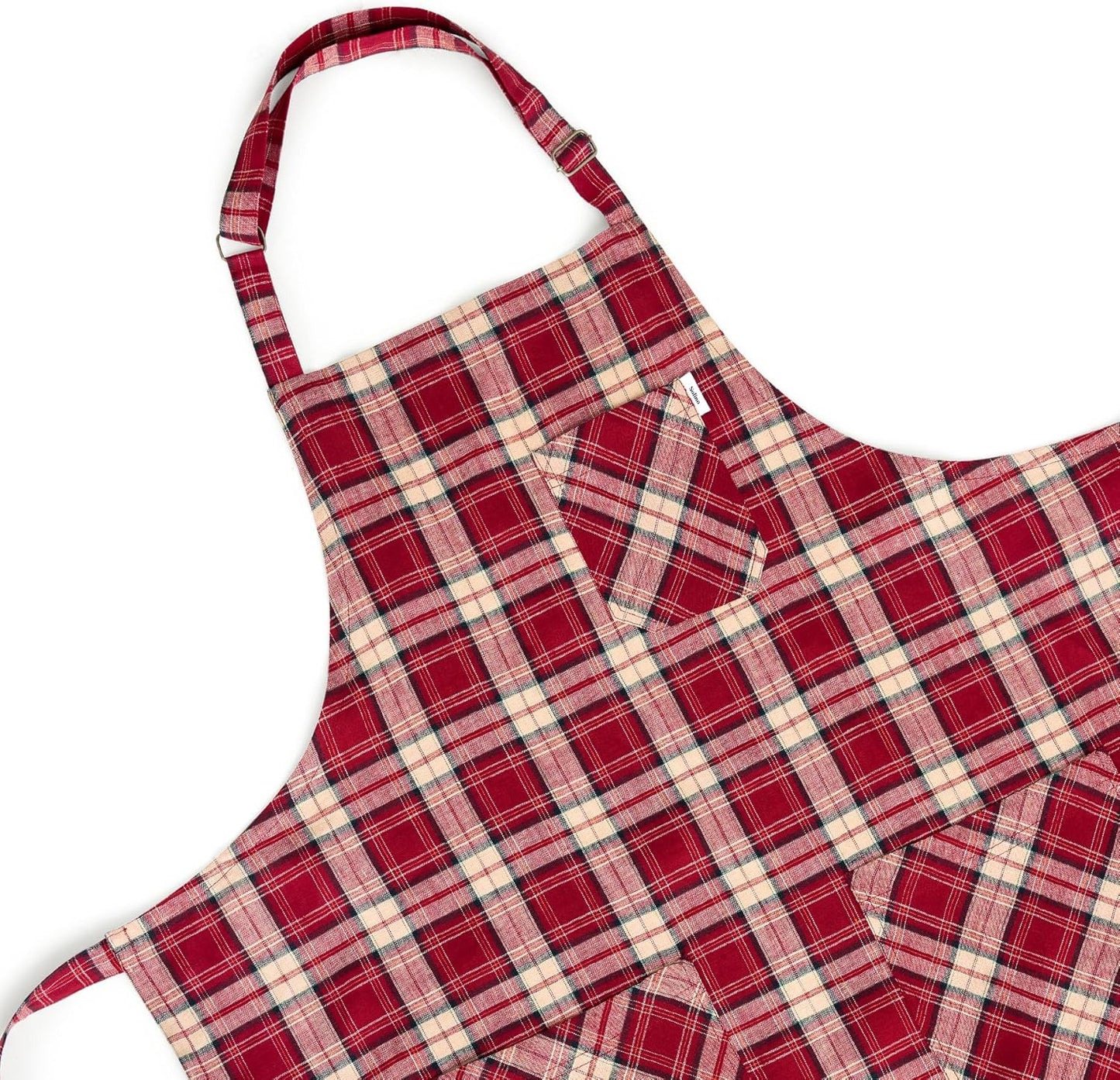 Solino Home Linen Bib Apron for Men & Women - Burgundy Kitchen Apron with Front Pockets - Handcrafted from European Flax